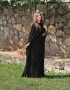 Black Silk Cape Shawl Maxi Dress