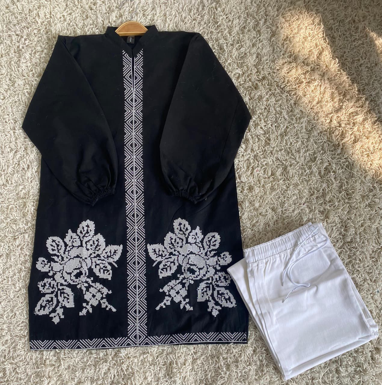 Ebony Floral Cross-Stitch Co-ord Set