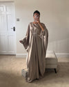 Silver Emerald Pure Silk Kaftan Gown