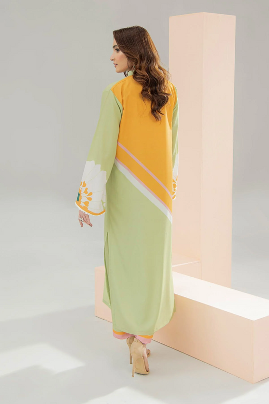 Gul-e-Mehak – Lime Floral Long Dress
