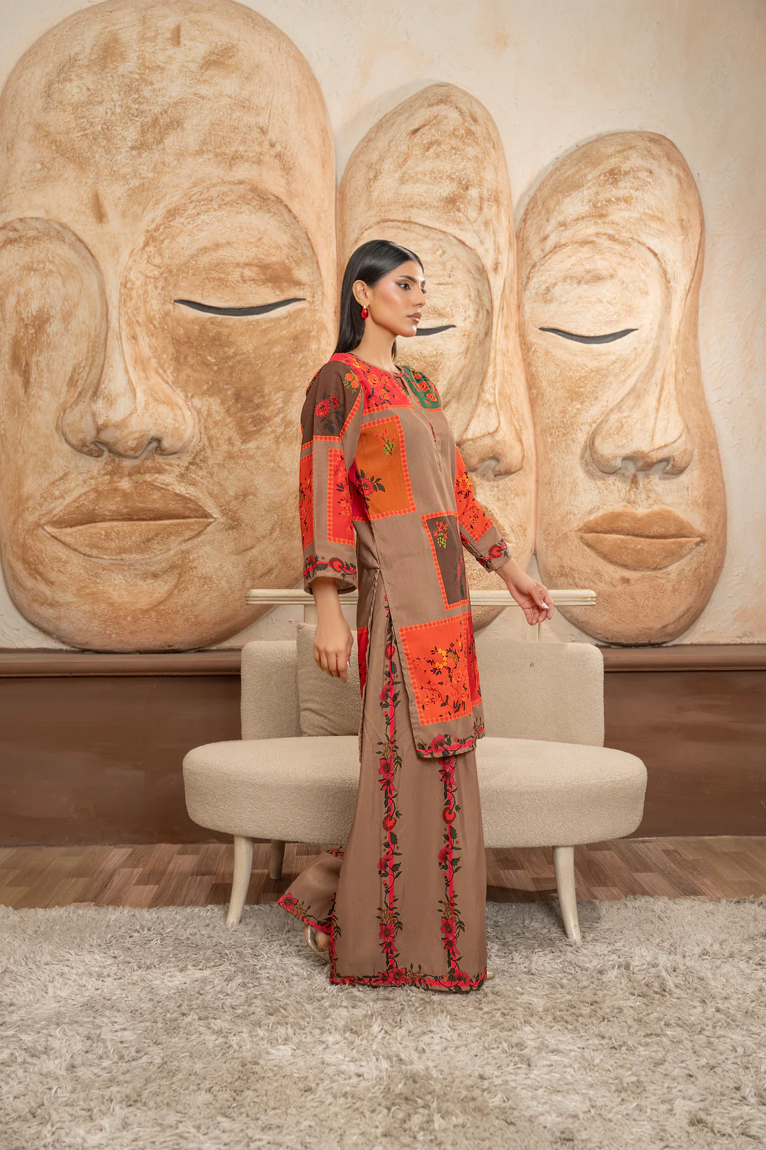 Gul O Gulzar Toasted Brown Digital Print 2 Piece Set