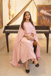 Light Pink Silk Cape Shawl Maxi Dress