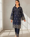 Navy Blue Silk Embroidery 2pc