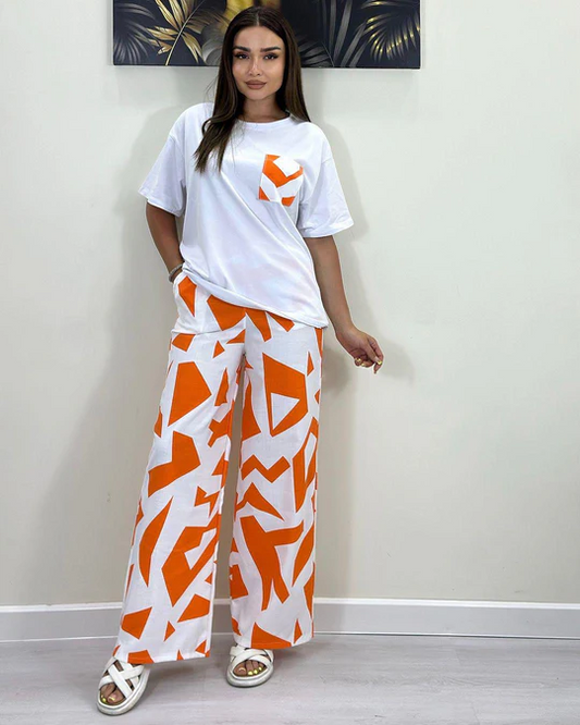 Abstract Print Style Cotton Jersey Set