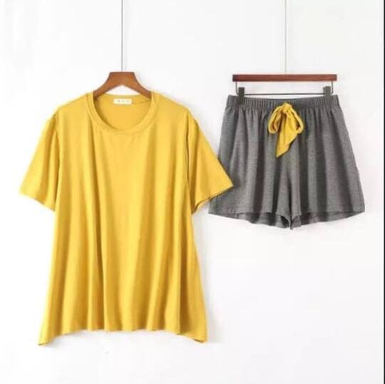 Plain Cotton Jersey T-Shirt Short Trouser - Night Wear