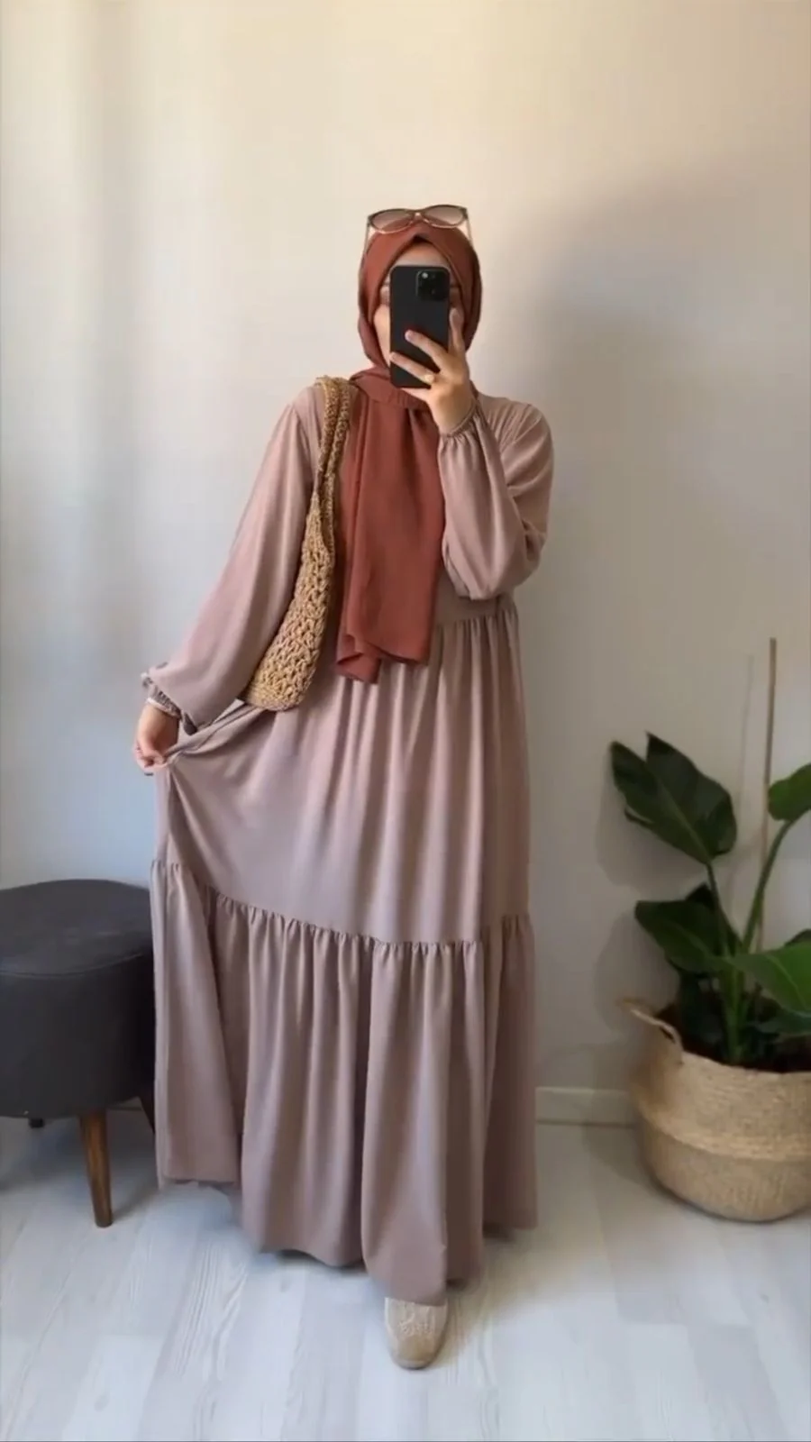 Rust & Rose Frill Plates Style Abaya