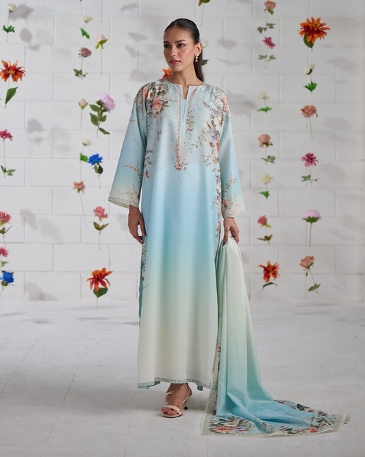 Serene Sky Bloom 3 Piece Suit