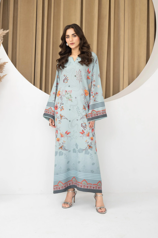 Sky Blue Florise Printed Lawn Kaftan Co-Ord Set