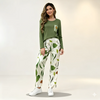 Womens Floral Printed Cotton Jersey Pajama Set