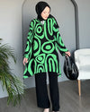 Womens Green Black Swirl Pattern Hakim Collar Co-Ord Set