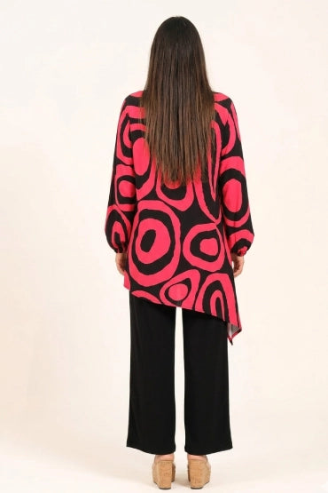 Womens Red Black Swirl Pattern Hakim Collar Co-Ord Set