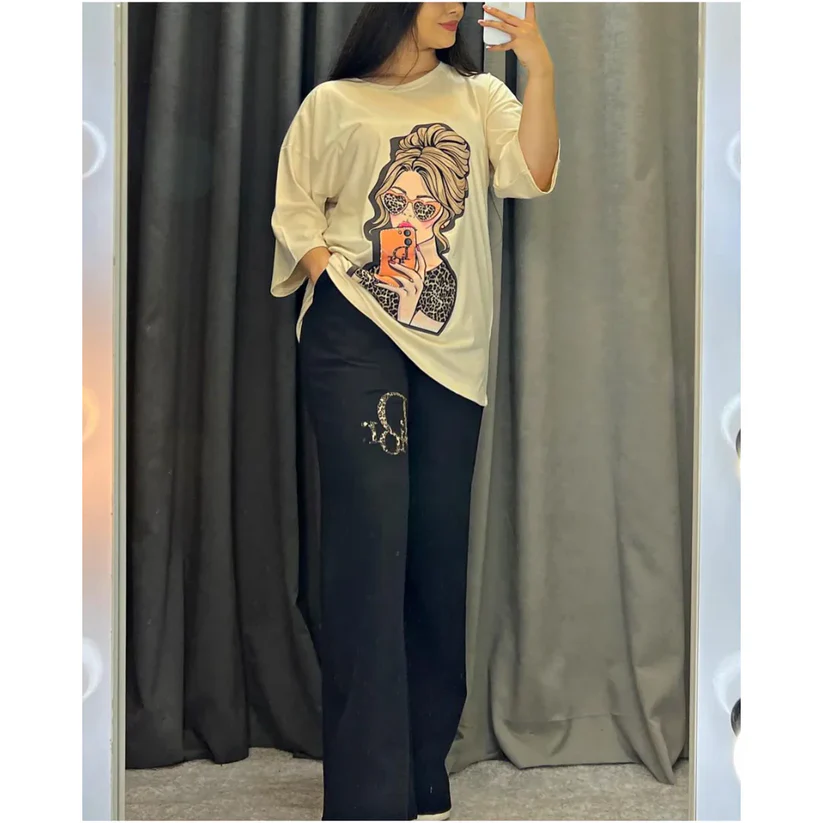 Drop Shoulder Printed Tee Shirt