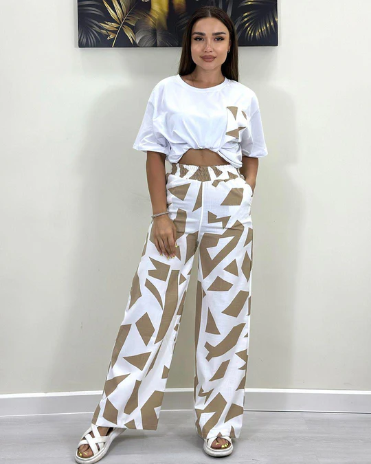 Abstract Print Style Cotton Jersey Set