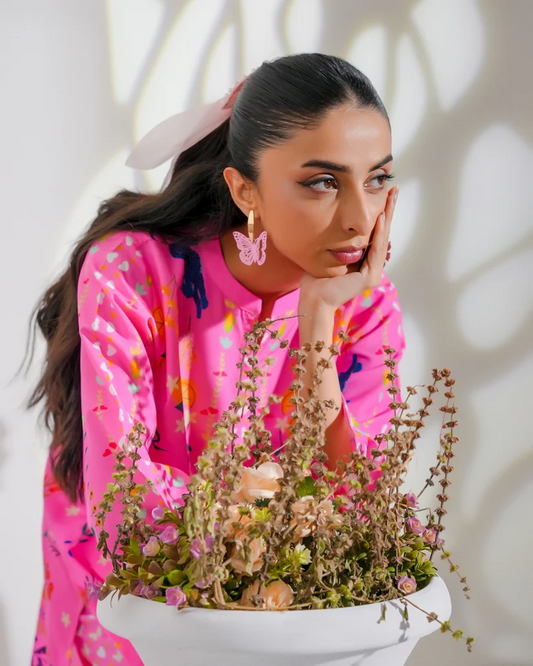 Claire Hot Pink Base Digital Floral Print Co-Ord Set