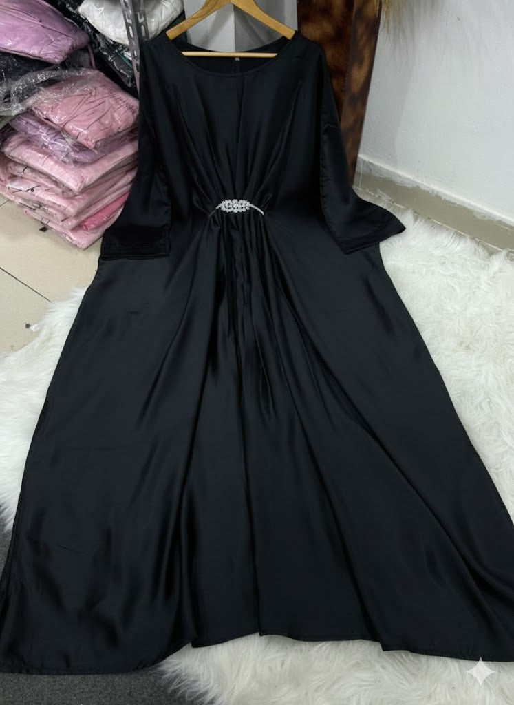 Black Emerald Pure Silk Kaftan Gown
