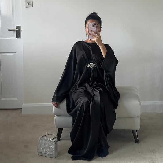 Black Emerald Pure Silk Kaftan Gown