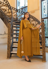 Golden Silk Cape Shawl Maxi Dress