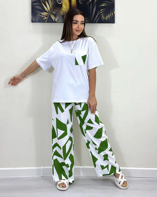 Abstract Print Style Cotton Jersey Set
