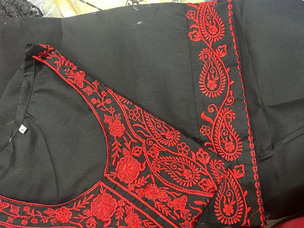 Gul E Aatish Black Base & Red  Embroidery 3 Pc Set