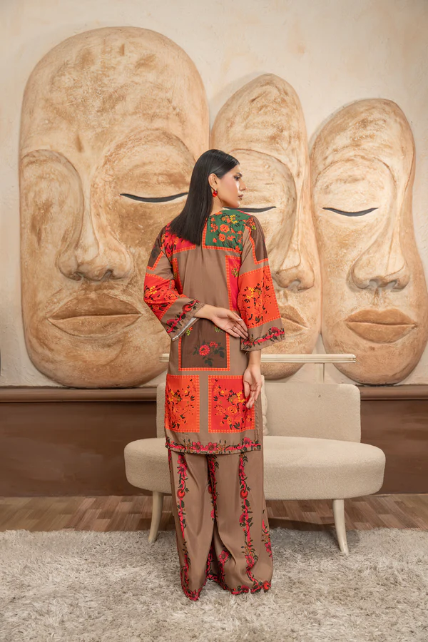 Gul O Gulzar Toasted Brown Digital Print 2 Piece Set