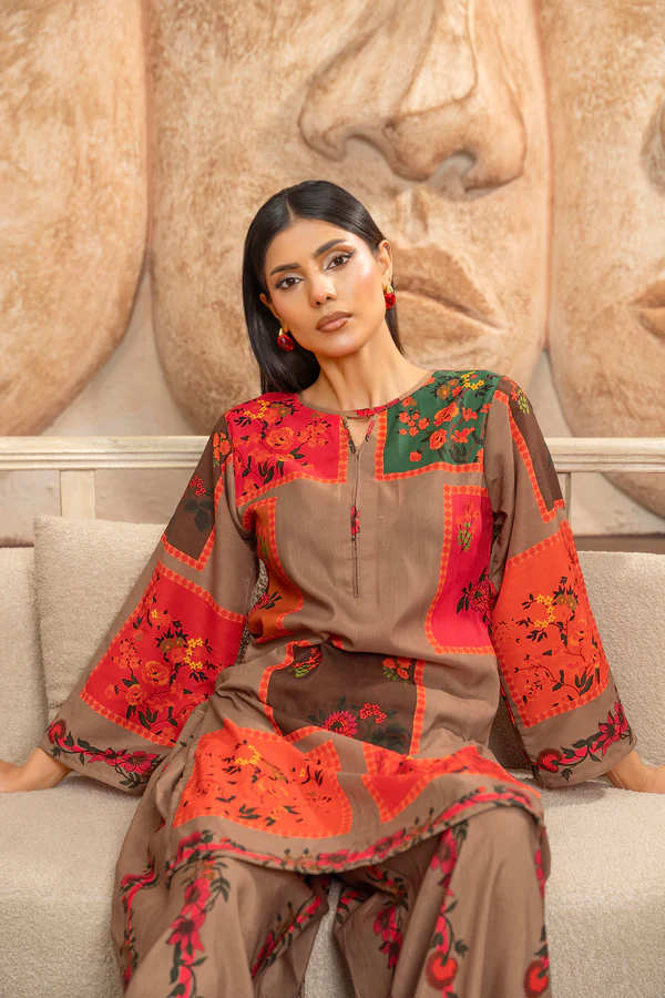 Gul O Gulzar Toasted Brown Digital Print 2 Piece Set