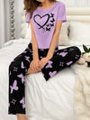 Heart and Butterfly Printed Cotton Jersey Pajama Set