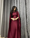 Maroon Silk Cape Shawl Maxi Dress