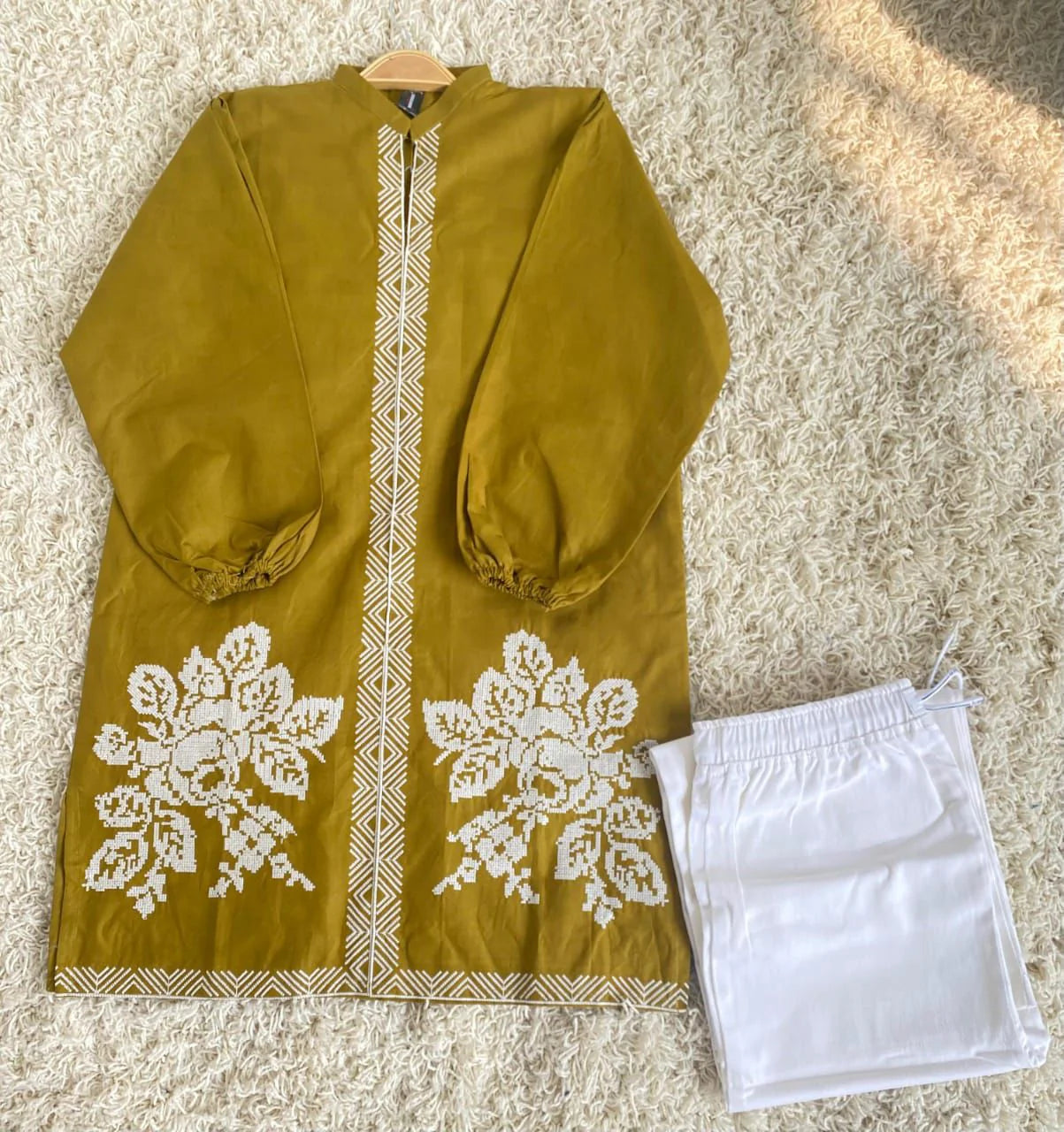 Mustard Meadow Floral Cross-Stitch Co-ord Set