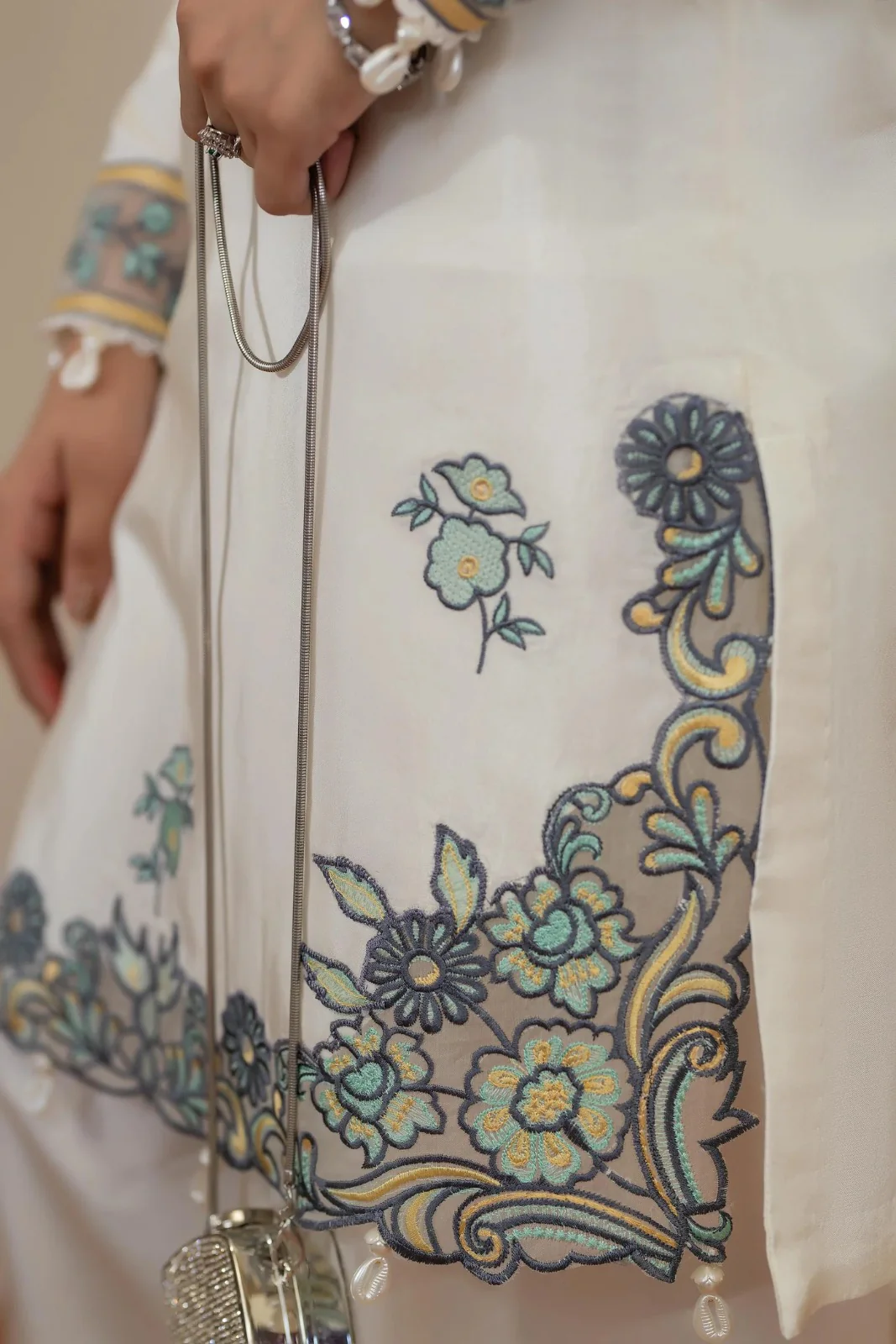 Noor-E-Safa Blue & Green Embroidery