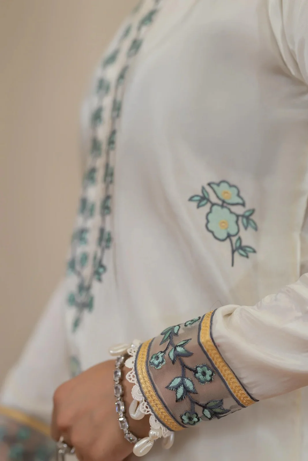 Noor-E-Safa Blue & Green Embroidery