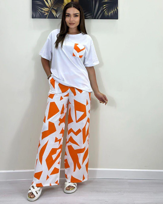 Abstract Print Style Cotton Jersey Set