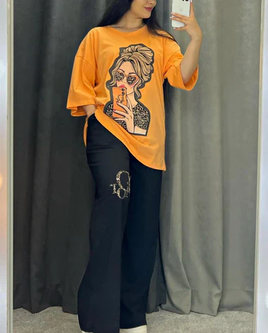 Drop Shoulder Printed Tee Shirt