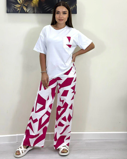 Abstract Print Style Cotton Jersey Set