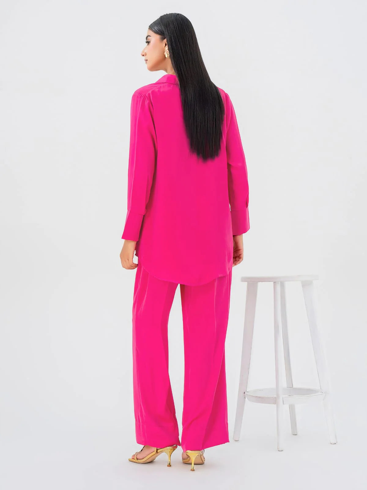 Pink Collar Cuff Button Co-ords Set