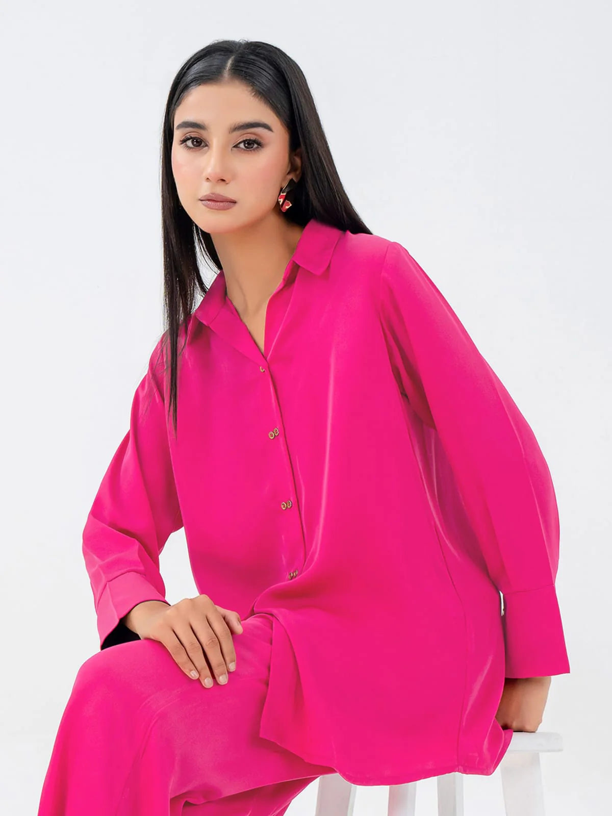 Pink Collar Cuff Button Co-ords Set