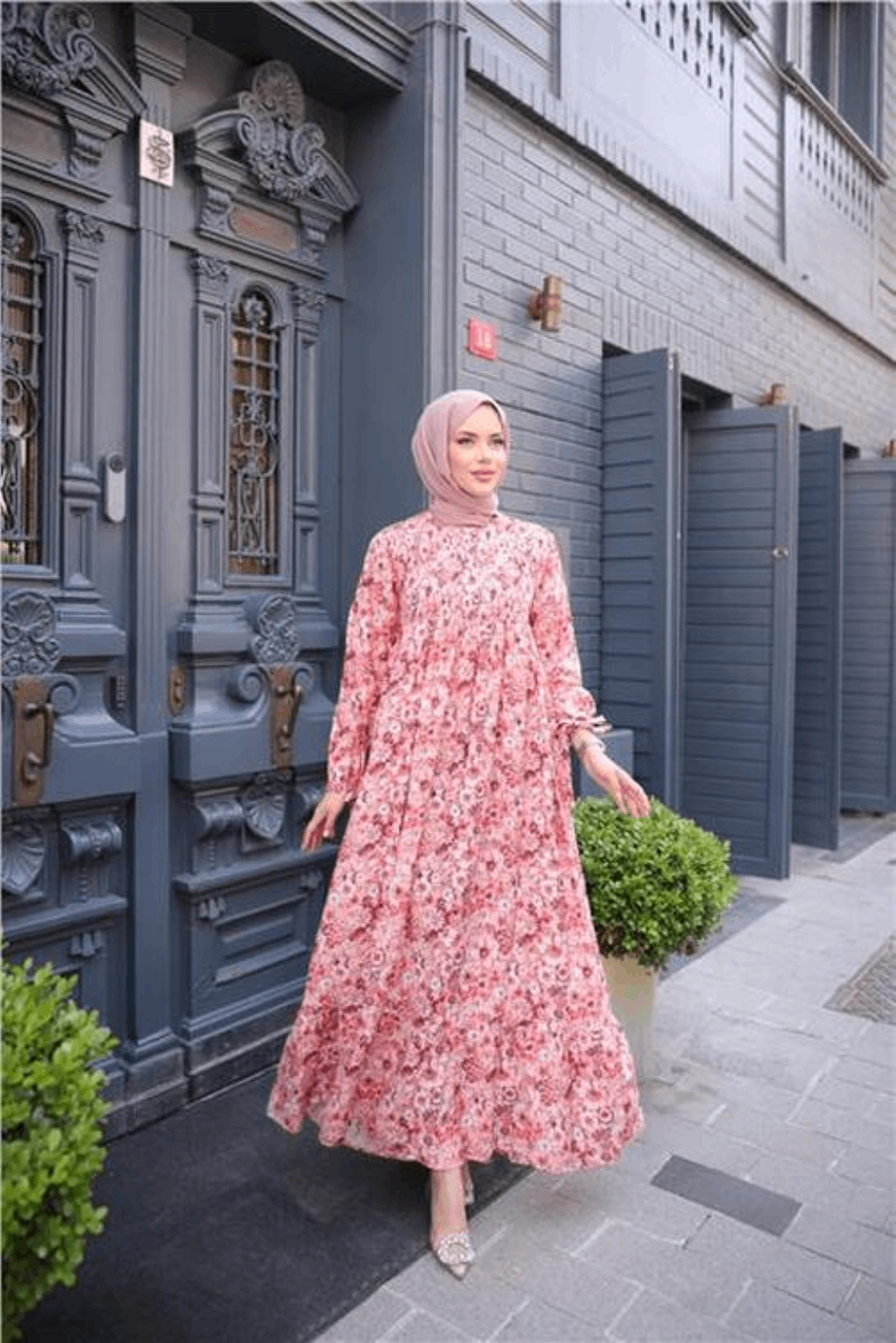 Pink Floral Turkish Long Flair with Stoller