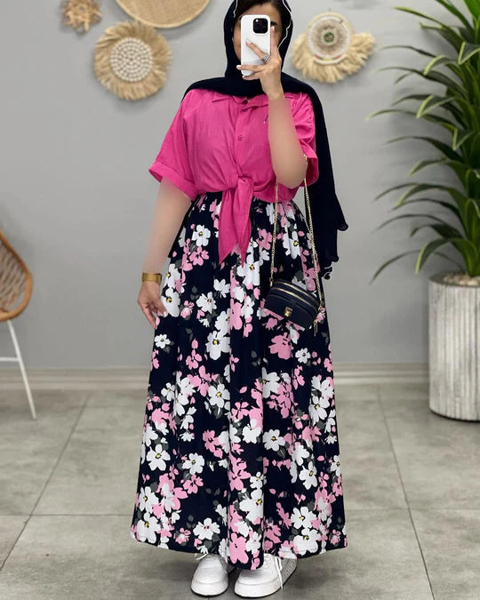 Pink Printed Koti Maxi Dress