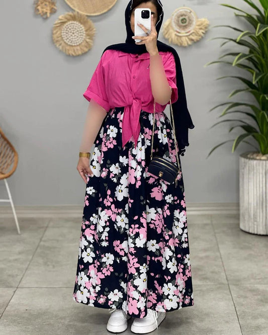 Pink Printed Koti Maxi Dress