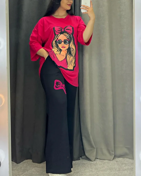 Drop Shoulder Printed Tee Shirt