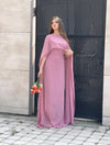 Pink Silk Cape Shawl Maxi Dress