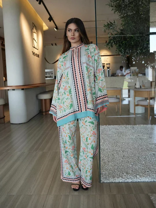 Pista Green Hoorain's Digital Printed Co Ord Set