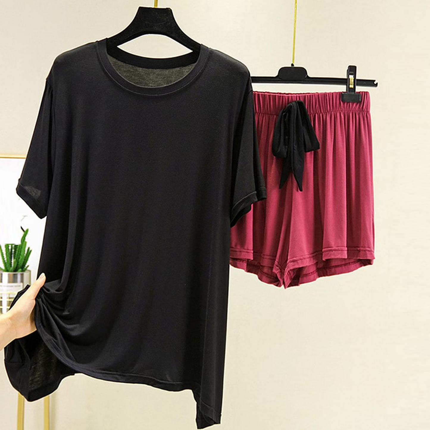 Plain Cotton Jersey T-Shirt Short Trouser - Night Wear