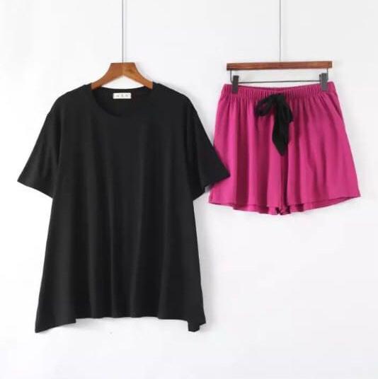 Plain Cotton Jersey T-Shirt Short Trouser - Night Wear