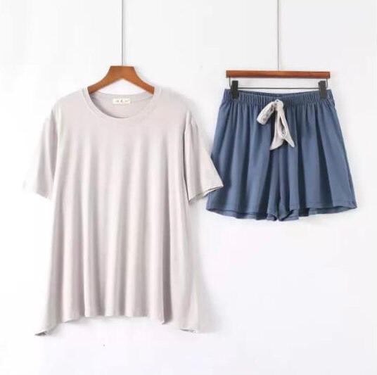 Plain Cotton Jersey T-Shirt Short Trouser - Night Wear