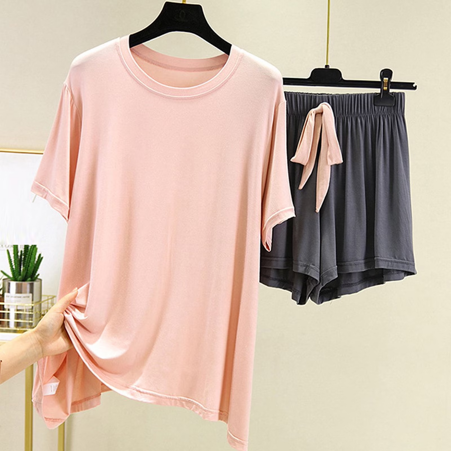 Plain Cotton Jersey T-Shirt Short Trouser - Night Wear
