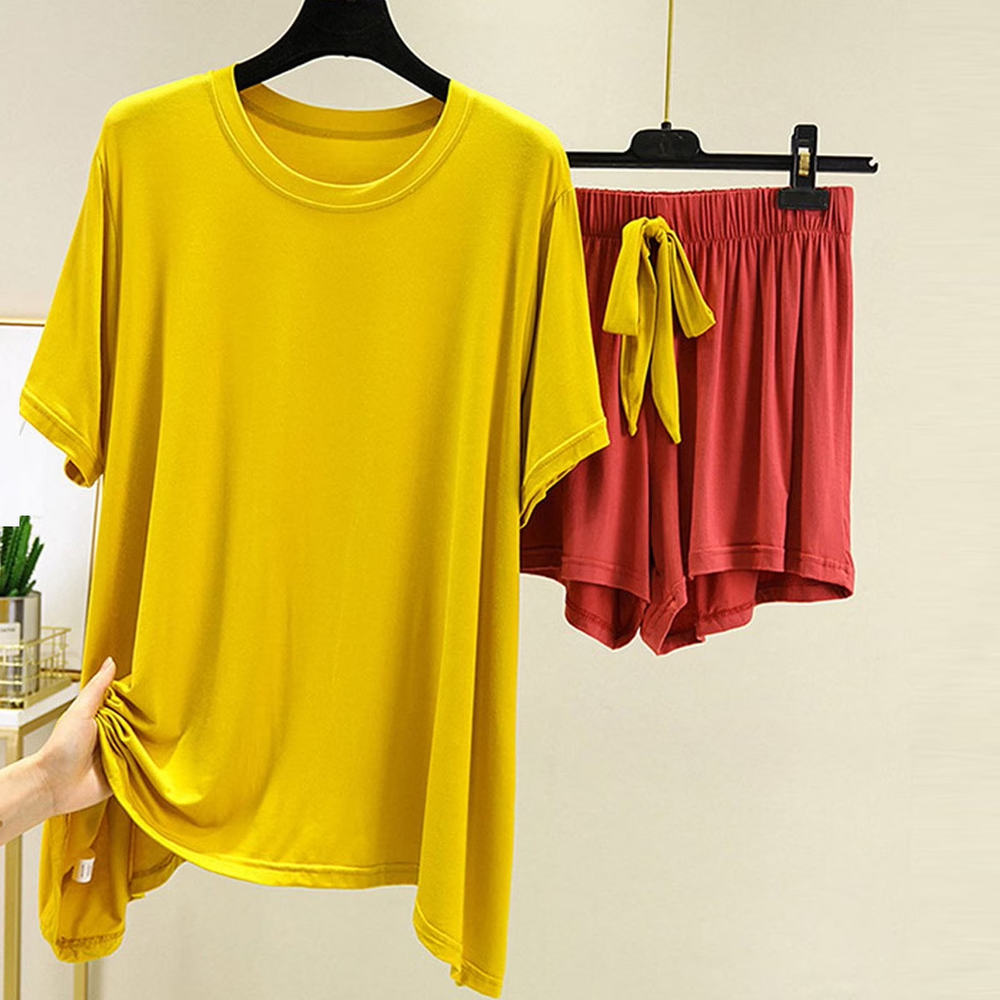 Plain Cotton Jersey T-Shirt Short Trouser - Night Wear