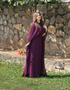 Purple Silk Cape Shawl Maxi Dress