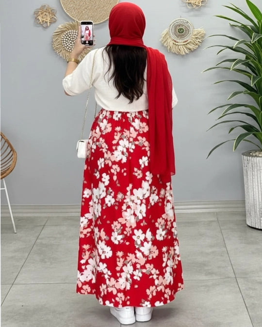 Red Printed Koti Maxi Dress