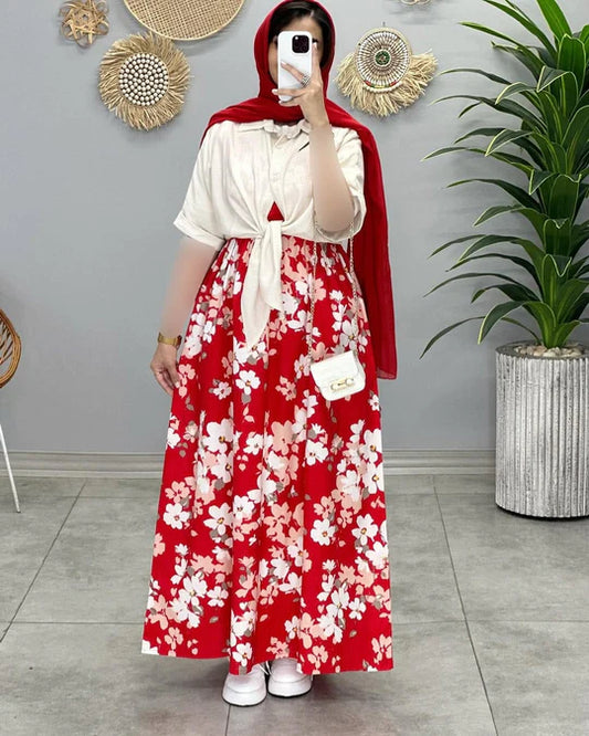 Red Printed Koti Maxi Dress