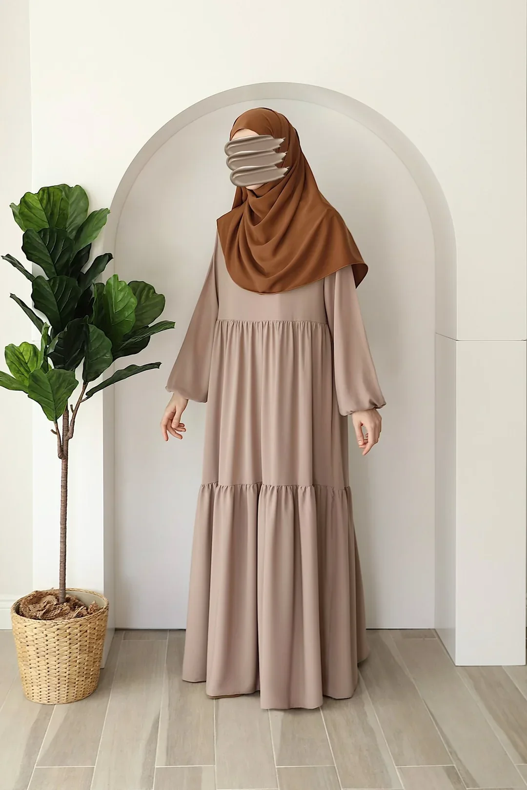 Rust & Rose Frill Plates Style Abaya